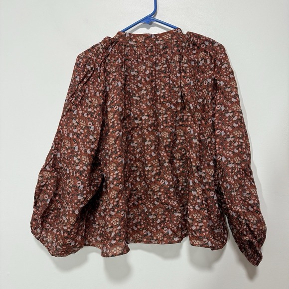 Tuckernuck Sawyer Blouse in Vermillion Vine Floral Ramie Size Small - Picture 7 of 9